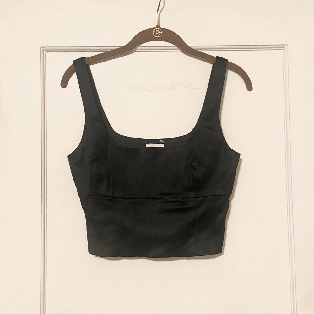 Aritzia Wilfred - Shine Satin Bustier Top in Black